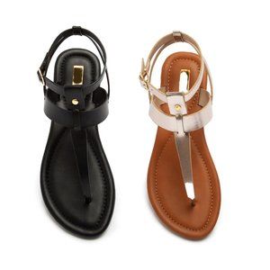 BLACK & CAMEL  THONG SANDALS